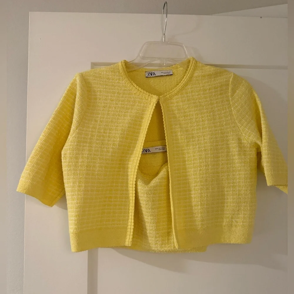 Zara Yellow Knit Cardigan and Top Set - Picture 3 of 10